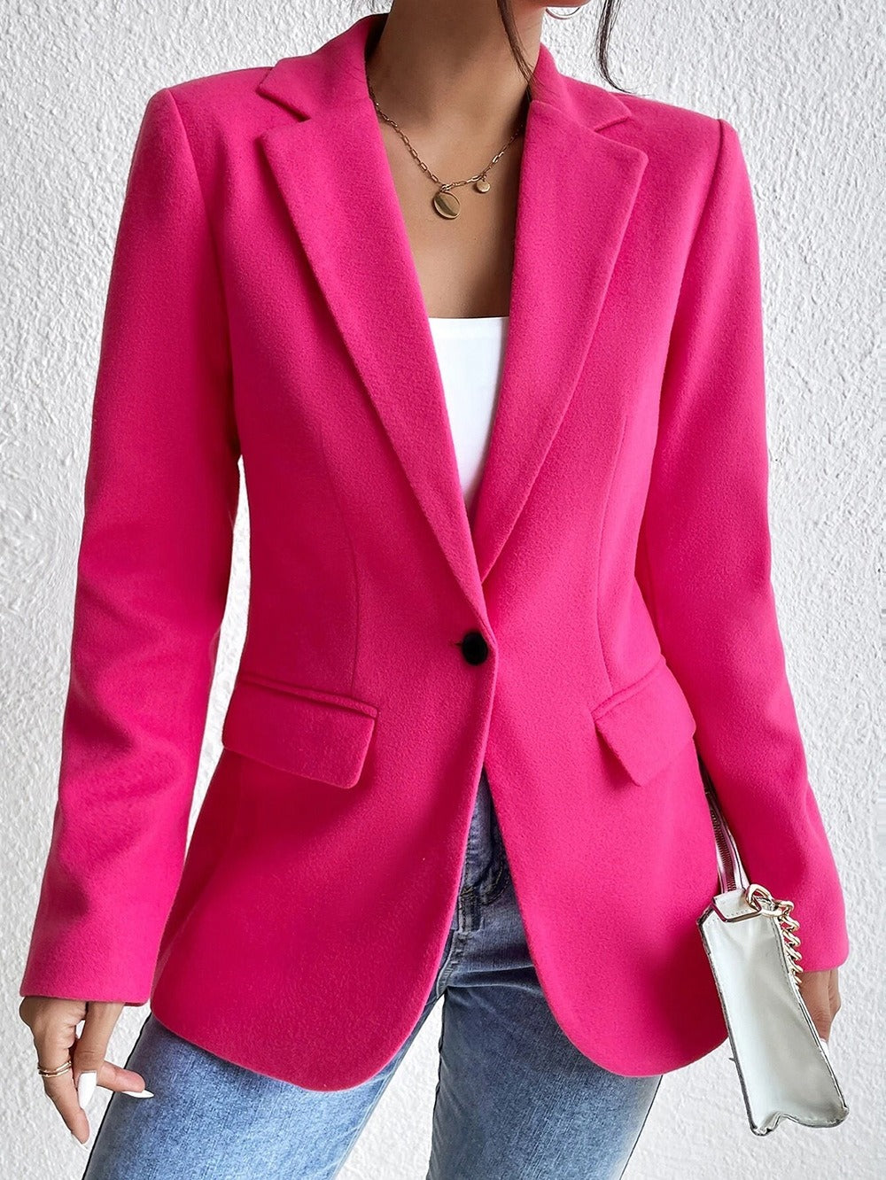 Women's Blazer – Wool Blend – Slim Fit – Notch Lapel – Single Breasted with Pockets
