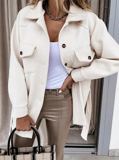 Women's Jacket – Wind Resistant – Oversized Fit – Button Closure – Hip Length – Casual