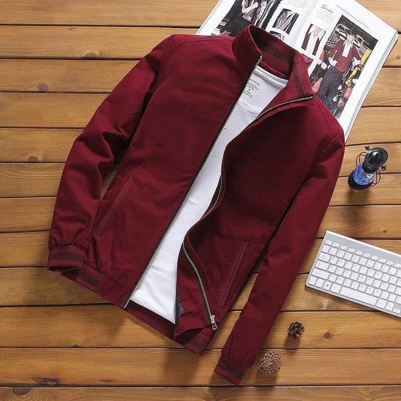 Men's Bomber Jacket – Bomber Style – Breathable Cotton Blend – Casual Fit – Zipper
