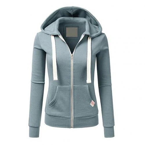 Women's Hoodie with Zipper – Slim Fit – Cotton Blend – Ribbed Edges – Kangaroo Pocket