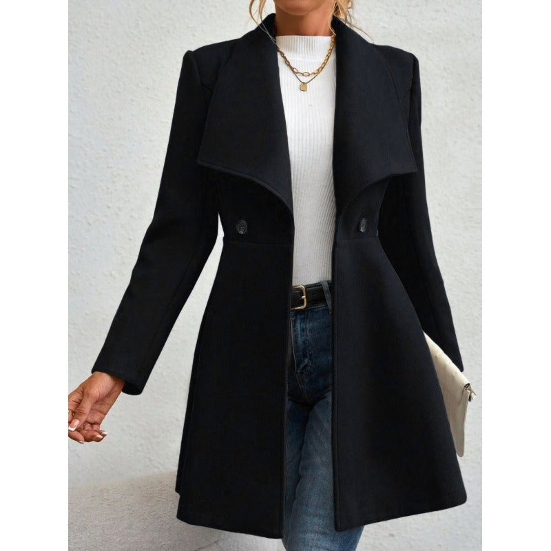 Women's Wool Coat – Slim Fit – Long Model – Buttons – Classic Cut