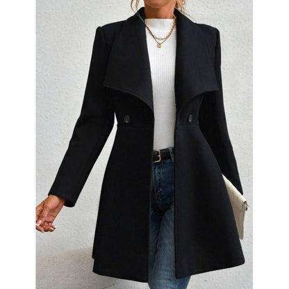 Women's Wool Coat – Slim Fit – Long Model – Buttons – Classic Cut
