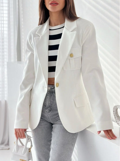 Women's Blazer – Tailored Fit – Double-Breasted – Notch Lapel – Long Sleeves