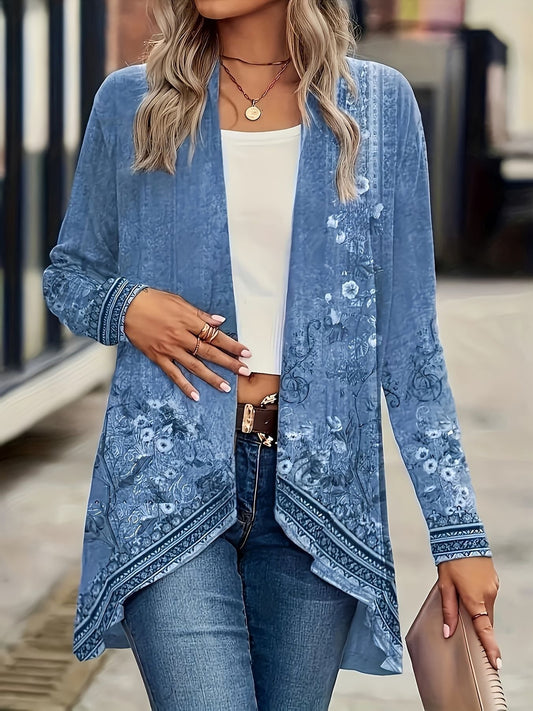 Women's Cardigan – Oversized Fit – Light and Breathable – Open Front – Floral Pattern