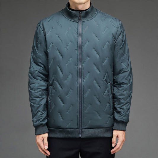 Men's Down Jacket – Quilted Fabric – Regular Fit – High Collar – Ribbed Edges