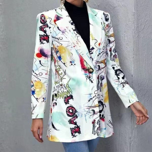 Women's Blazers – Tailored Fit – Single-Breasted – Abstract Pattern – Classic Lapel