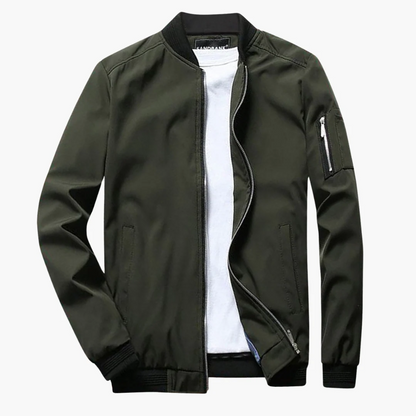 Men's Bomber Jacket – Regular Fit – Smooth Texture – Ribbed Edge – Zipper Pockets