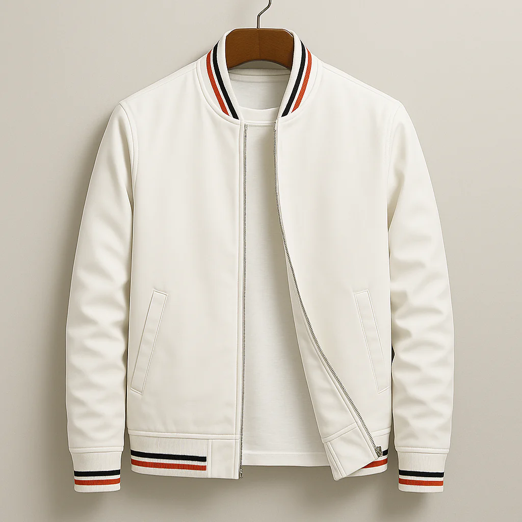 Men's Bomber Jacket – Regular Fit – Lightweight Synthetic Fabric – Zipper – Ribbed Edge
