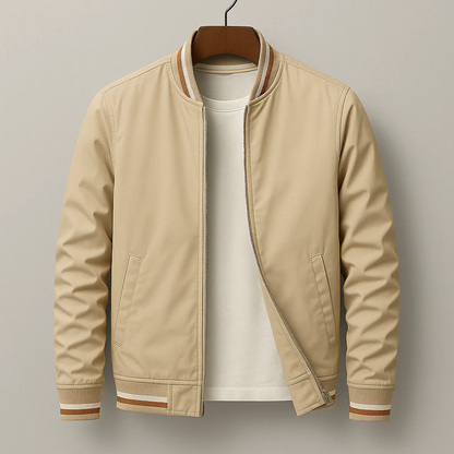 Men's Bomber Jacket – Regular Fit – Lightweight Synthetic Fabric – Zipper – Ribbed Edge