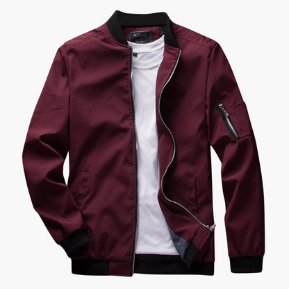 Men's Bomber Jacket – Regular Fit – Smooth Texture – Ribbed Edge – Zipper Pockets