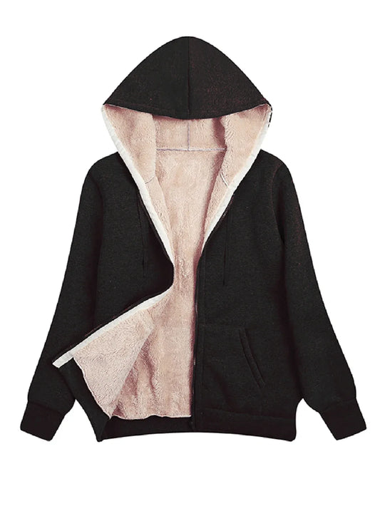 Women's Fleece Jacket – Relaxed Fit – Plush Lined – Hood and Zipper
