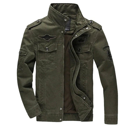 Men's Biker Jacket – Structured Fit – Zipper Closure – Epaulettes – Cotton