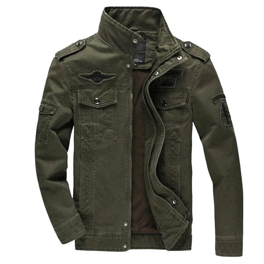 Men's Biker Jacket – Structured Fit – Zipper Closure – Epaulettes – Cotton