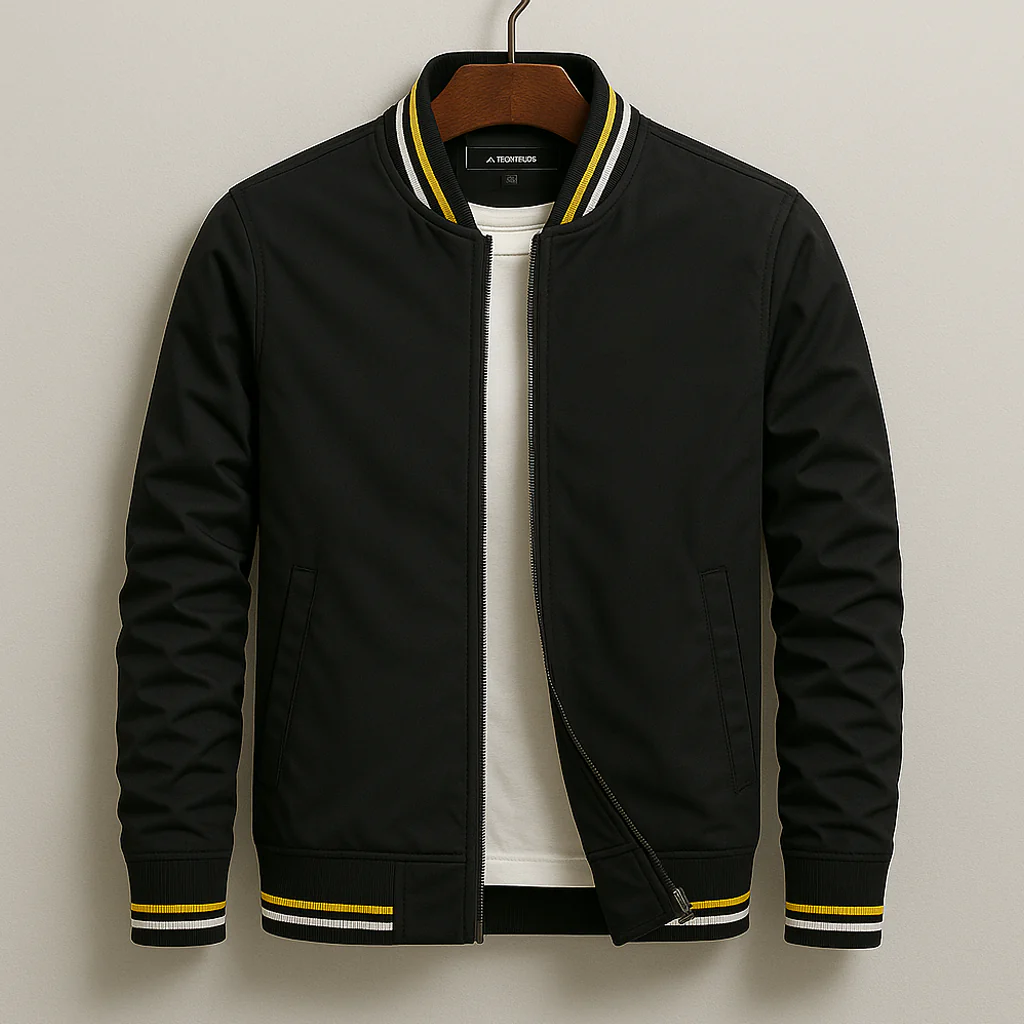 Men's Bomber Jacket – Regular Fit – Lightweight Synthetic Fabric – Zipper – Ribbed Edge