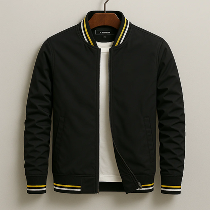 Men's Bomber Jacket – Regular Fit – Lightweight Synthetic Fabric – Zipper – Ribbed Edge