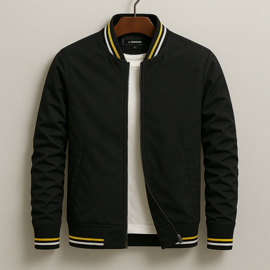 Men's Bomber Jacket – Regular Fit – Lightweight Synthetic Fabric – Zipper – Ribbed Edge