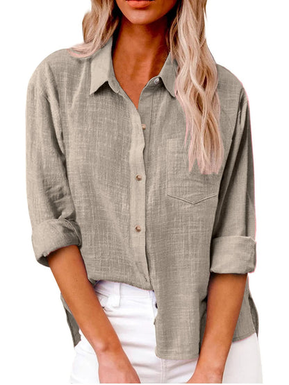 Women's Shirt – Relaxed Fit – Natural Fibers – Classic Collar – Breathable