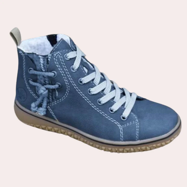 Women's ankle boots – smooth leather – lacing – slim fit – chunky sole