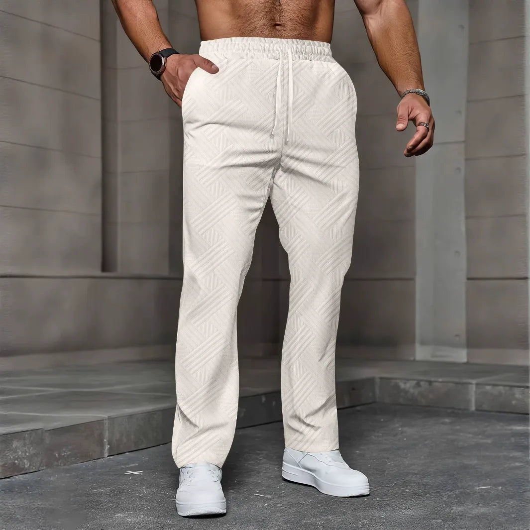 Sweatpants for Men – Relaxed Fit – Knitted Texture – Drawstring Waist – Full Length
