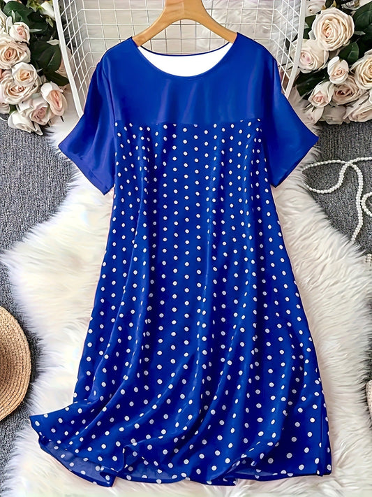 Women's Nightgown – Cotton Blend – Relaxed Fit – Polka Dot – Mid-Length