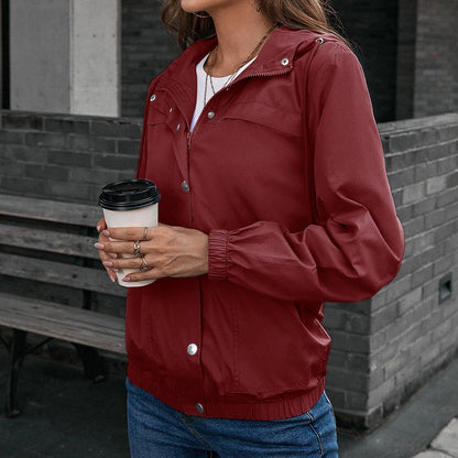 Women's Rain Jacket – Waterproof Windproof – Relaxed Fit – Hood and Pockets