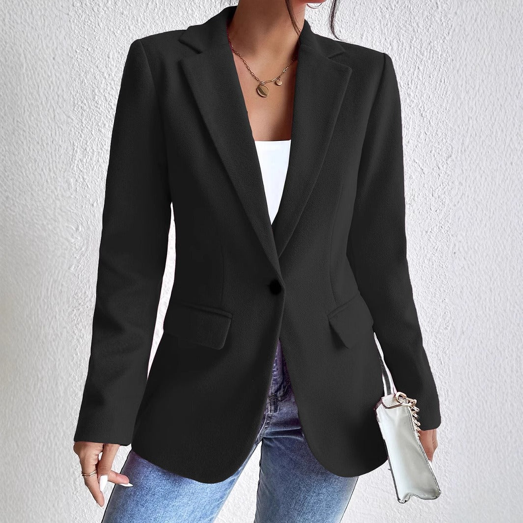 Women's Blazer – Wool Blend – Slim Fit – Notch Lapel – Single Breasted with Pockets