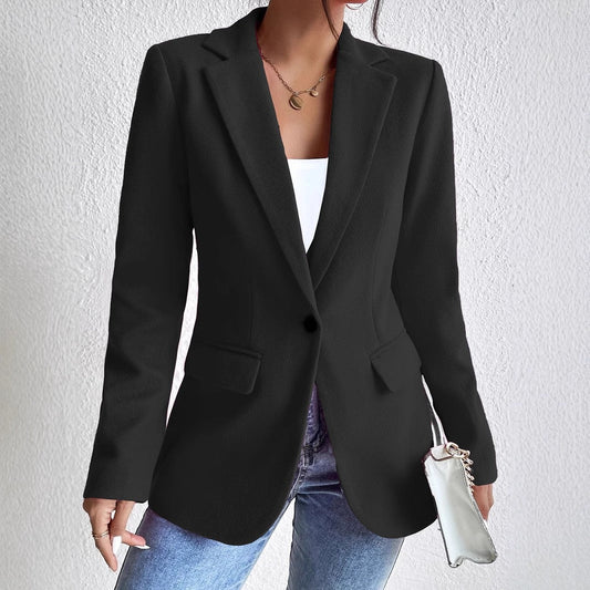 Women's Blazer – Wool Blend – Slim Fit – Notch Lapel – Single Breasted with Pockets