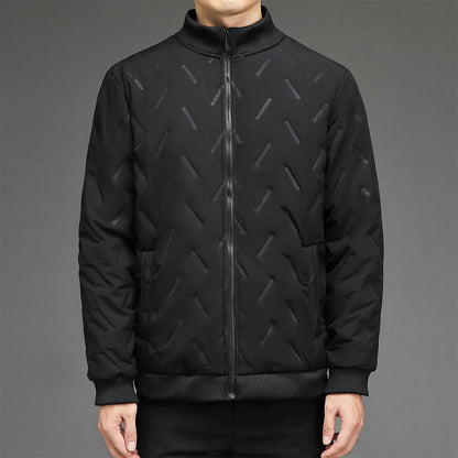 Men's Down Jacket – Quilted Fabric – Regular Fit – High Collar – Ribbed Edges