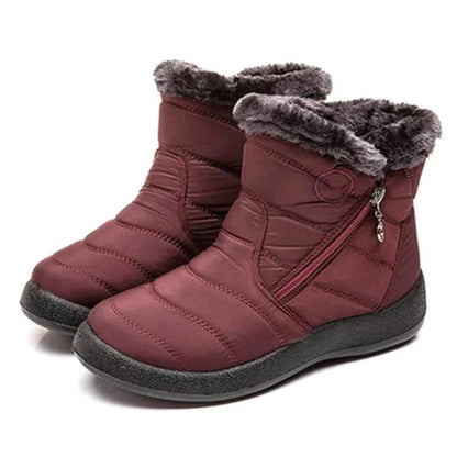 Women's Ankle Boots – Quilted Water-Repellent – Faux Fur Lining – Zipper Comfort Fit