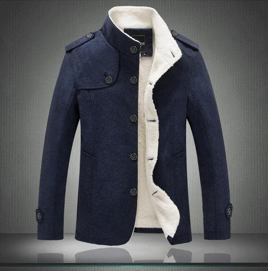 Men's Trench Coat – Wool Blend – Tailored Fit – Double-Breasted with Epaulettes