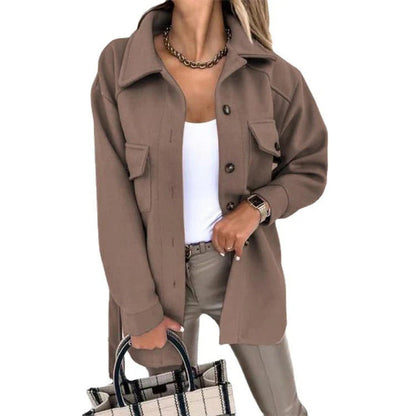 Women's Jacket – Wind Resistant – Oversized Fit – Button Closure – Hip Length – Casual