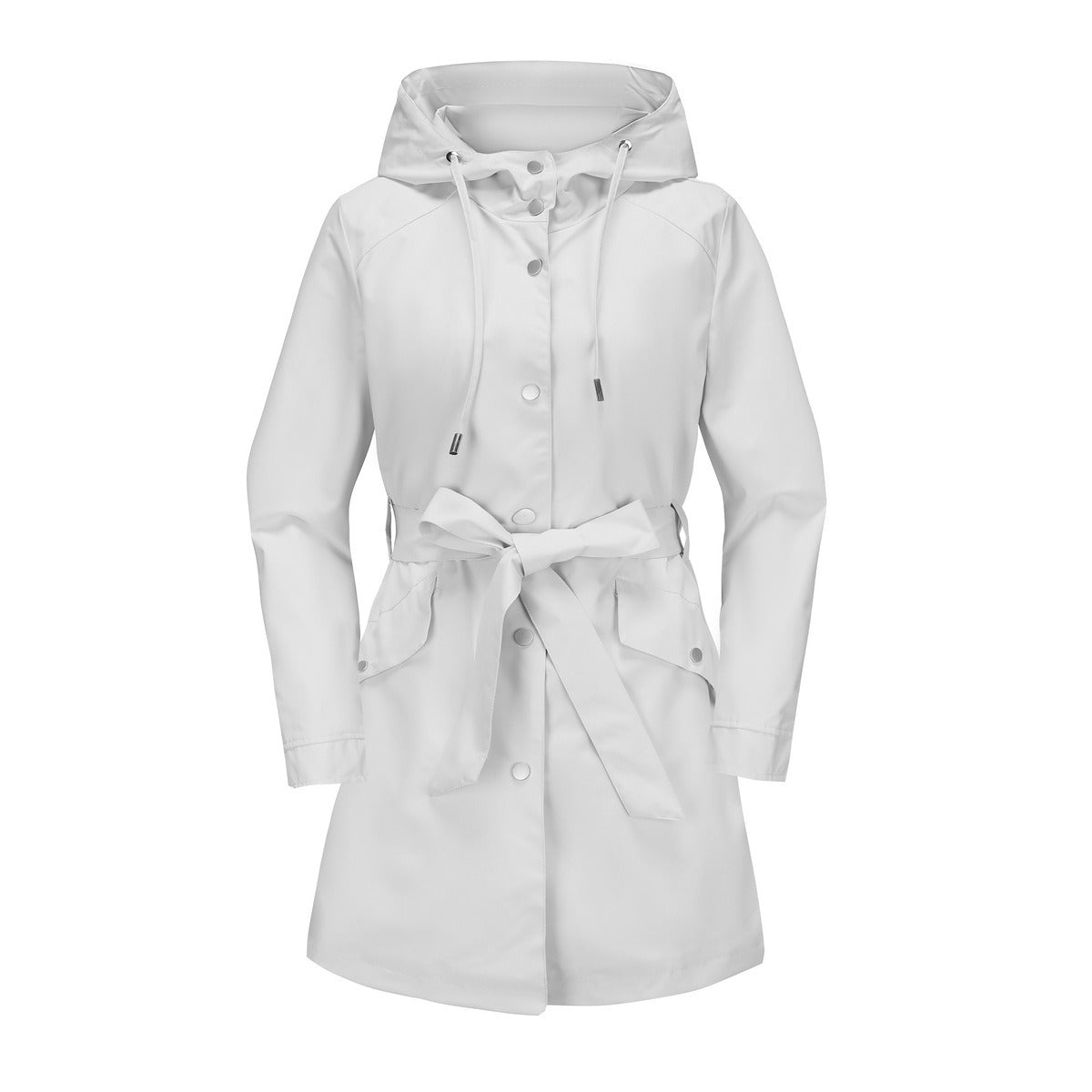 Women's Windbreaker – Water-Repellent – Drawstring Hood – Belted Waist – Breathable Fit