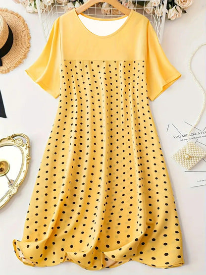 Women's Nightgown – Cotton Blend – Relaxed Fit – Polka Dot – Mid-Length