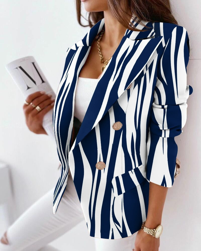 Women's Blazer – Tailored Fit – Double-Breasted – Statement Pattern