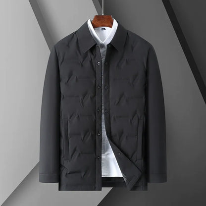 Men's Jacket – Slim Fit – Quilted Design – Shirt Collar – Button Closure