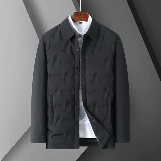 Men's Jacket – Slim Fit – Quilted Design – Shirt Collar – Button Closure