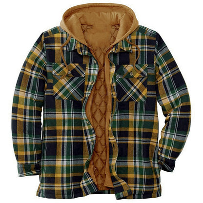 Men's Shirt Jacket – Relaxed Fit – Quilted Lining – Hood – Flannel Checkered