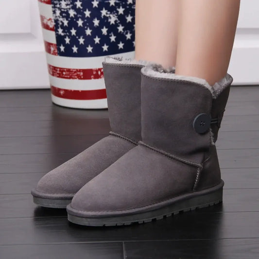 Women's Snow Boots – Suede Look – Lined Interior – Mid-Height Shaft – Anti-Slip Sole