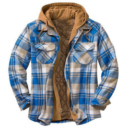 Men's Shirt Jacket – Relaxed Fit – Quilted Lining – Hood – Flannel Checkered