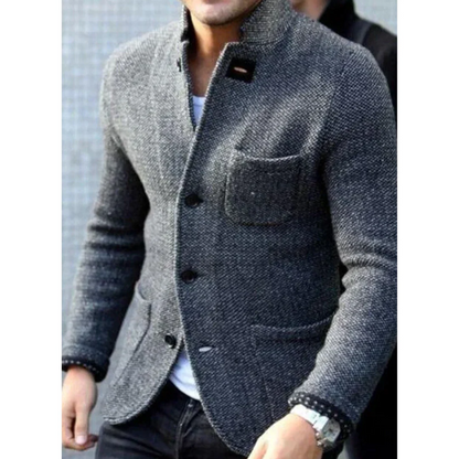 Men's Blazer – Tailored Fit – Wool Texture – Buttons – Formal Style