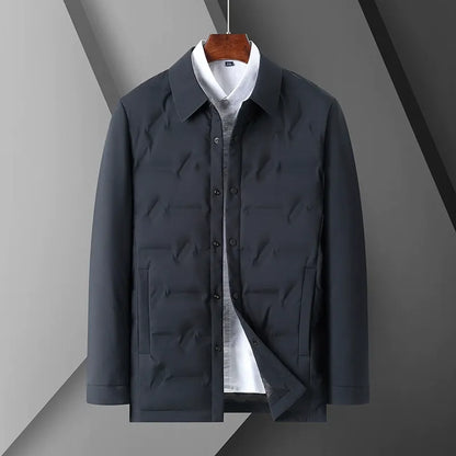 Men's Jacket – Slim Fit – Quilted Design – Shirt Collar – Button Closure