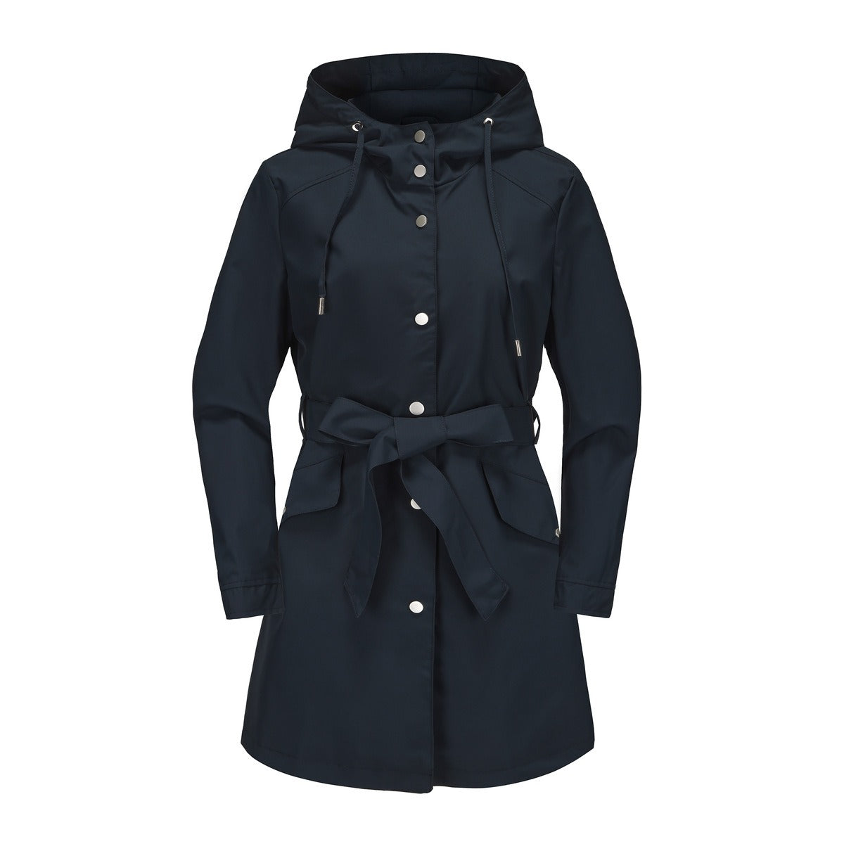 Women's Windbreaker – Water-Repellent – Drawstring Hood – Belted Waist – Breathable Fit