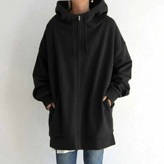 Women's Hoodie – Oversized Fit – Fleece Lined – Zipper – Casual Style