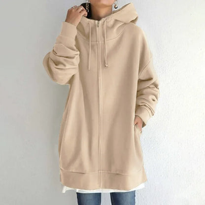 Women's Hoodie – Oversized Fit – Fleece Lined – Zipper – Casual Style