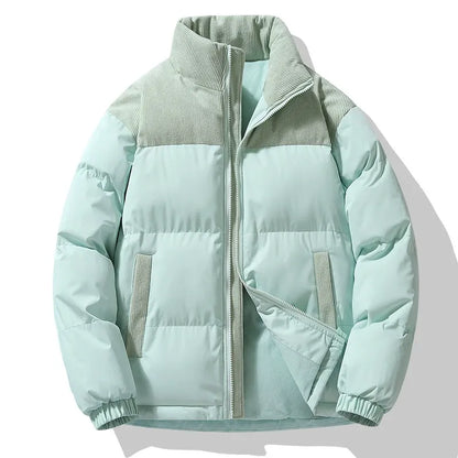 Men's Puffer Jacket – Oversized Fit – Quilted Design – Corduroy Collar – Zipper