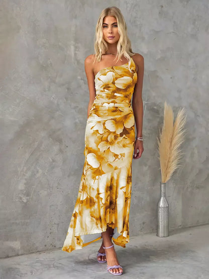 Dress for Women – Long Model – One Shoulder – Floral Print – Light and Airy Fit