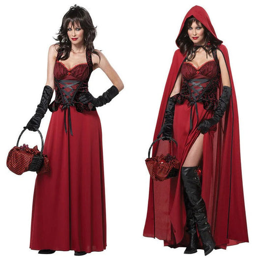 Dress for Women – Corset Dress with Lacing – Maxi Length – Hooded Cape – Sculpted Fit