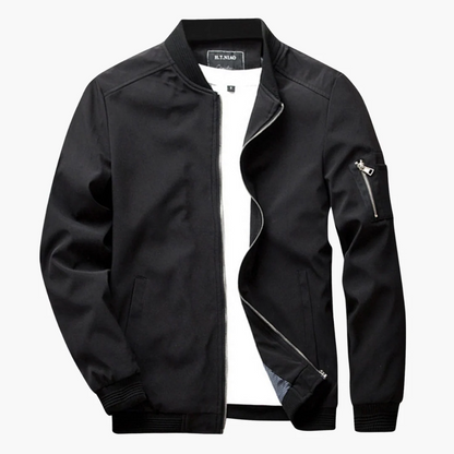 Men's Bomber Jacket – Regular Fit – Smooth Texture – Ribbed Edge – Zipper Pockets