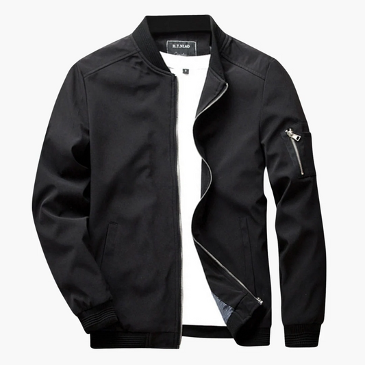 Men's Bomber Jacket – Regular Fit – Smooth Texture – Ribbed Edge – Zipper Pockets