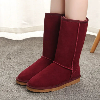 Women's Knee-High Boots – Suede Look – Faux Fur Lining – Comfort Fit – Flat Sole